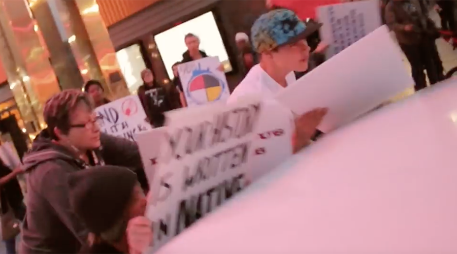 Man drives pickup truck through Columbus Day protest, hits 5 (VIDEO)