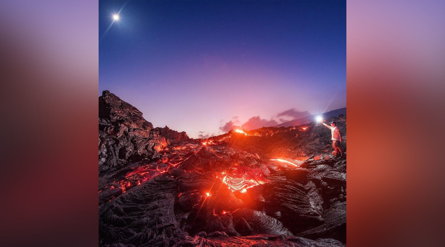 Ethereal images capture meteor speeding over molten lava (PHOTOS)