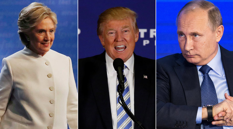 Democratic U.S. presidential nominee Hillary Clinton, Republican U.S. presidential nominee Donald Trump and Russian President Vladimir Putin © Reuters