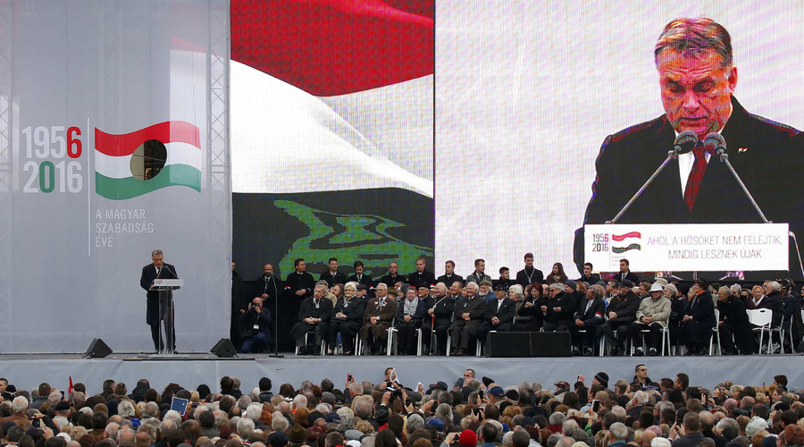 Hungarian Prime Minister Viktor Orban speaks during a ceremony marking the 60th anniversary of 1956 anti-Communist uprising in Budapest, Hungary, October 23, 2016. © Laszlo Balogh