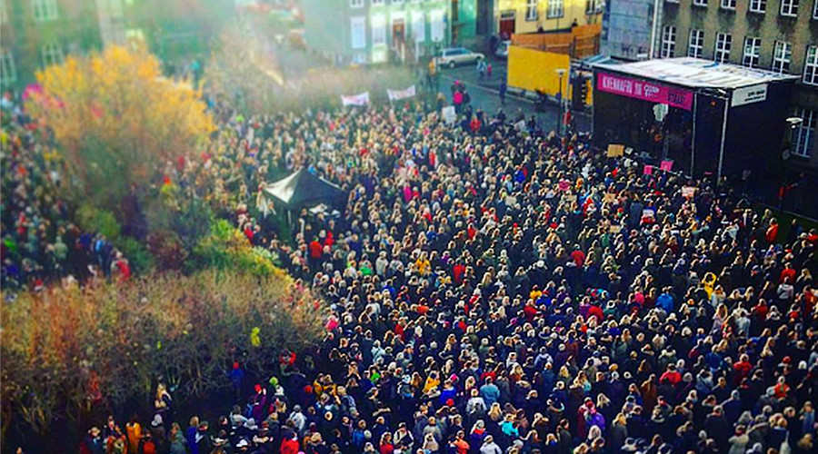 Iceland’s women leave work at 2:38pm to protest wage gap with men