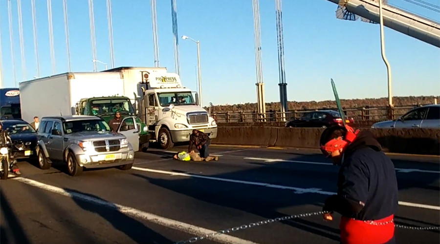 ‘We are visible’: 11 arrested after blocking New York bridge during morning rush hour (VIDEO)