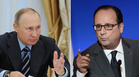 Russian President Vladimir Putin and French President Francois Hollande © Michael Klimentyev / Stephane De Sakutin
