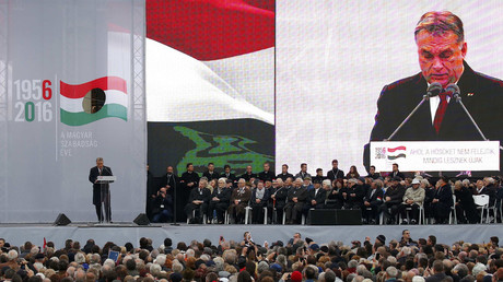 Hungarian Prime Minister Viktor Orban speaks during a ceremony marking the 60th anniversary of 1956 anti-Communist uprising in Budapest, Hungary, October 23, 2016. © Laszlo Balogh