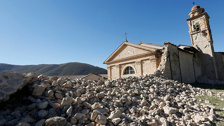The Monastery of Saint Anthony has been badly damaged following an earthquake along the road to Norcia, Italy, October 30, 2016. © Remo Casilli
