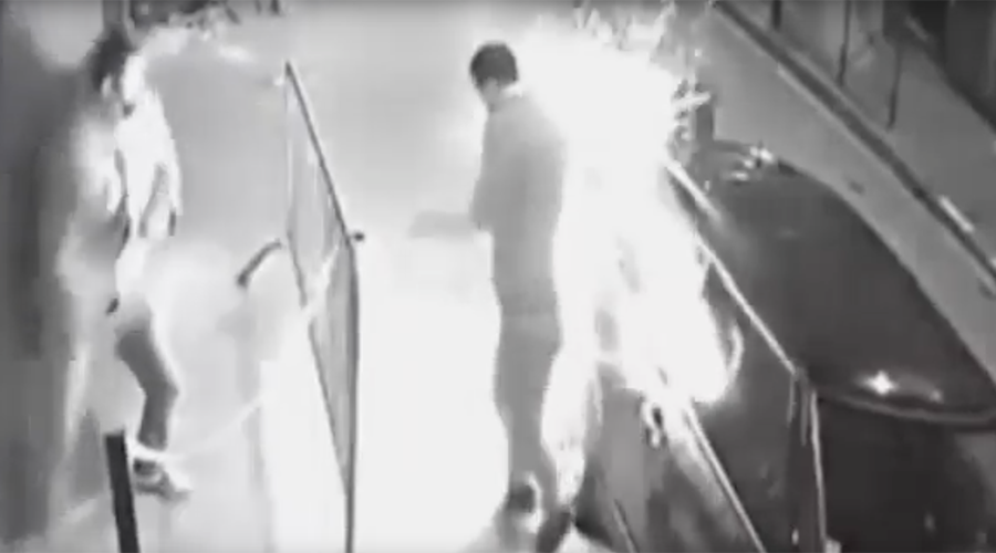 Exploding e-cigarette engulfs man in flames in horrifying CCTV footage (VIDEO)