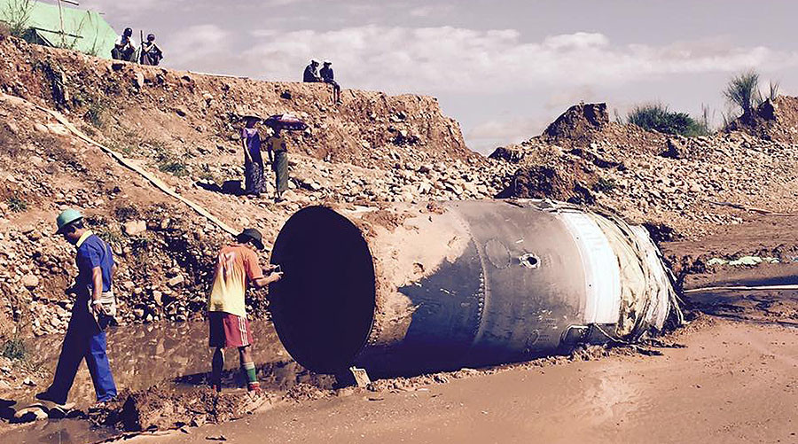 Chinese rocket engine? Unidentified object falls from sky in Myanmar