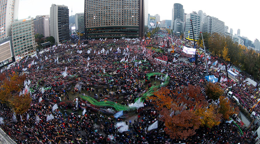 100,000s stage largest-ever protest in Seoul to demand president resign