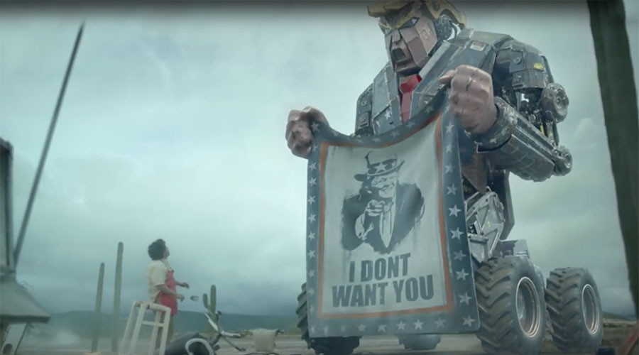 ‘Robo-Trump’ tramples Mexicans in film attacking president-elect’s policies (VIDEO)