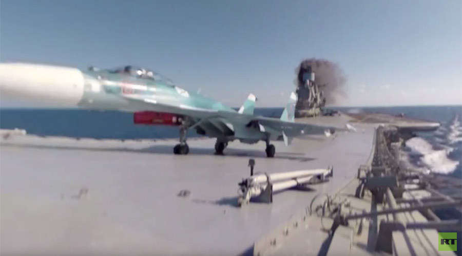 Watch Su-33 fighter take off Russian carrier ‘Kuznetsov’ in majestic 360 video (RT EXCLUSIVE)