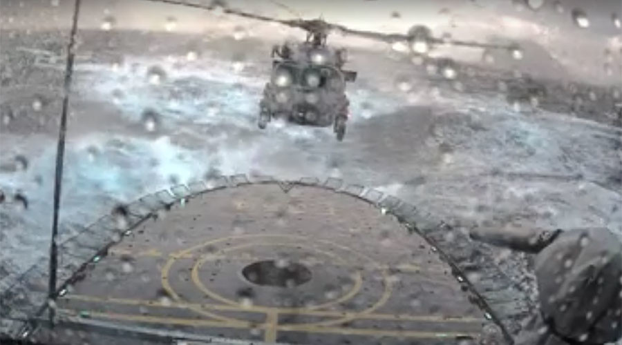 Stunning footage captures helicopter’s nail-biting landing on ship (VIDEO)
