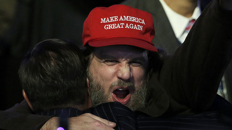 Supporters celebrate as returns come in for Republican U.S. presidential nominee Donald Trump during an election night rally in Manhattan, New York, U.S., November 8, 2016. © Mike Segar