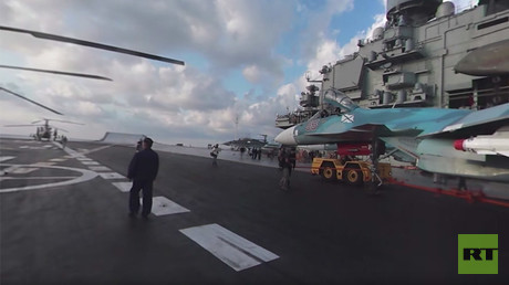 Admiral Kuznetsov 360: Spectacular views aboard Russian aircraft carrier operating off Syria