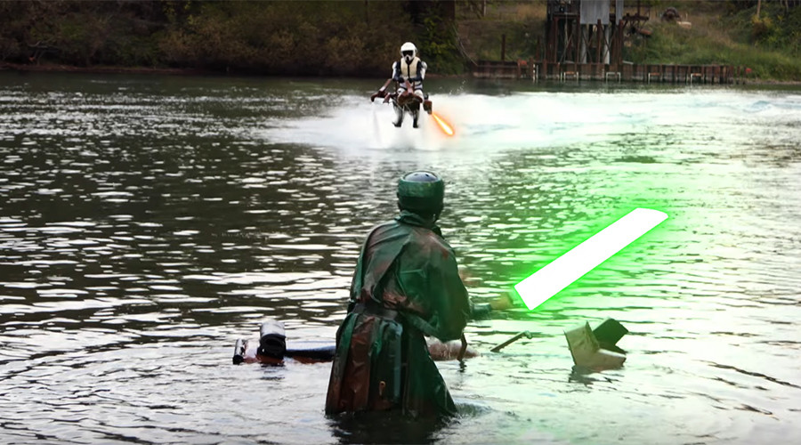 Star Wars fans create amazing ‘Speeder Bike’ jetpack battle (VIDEOS)