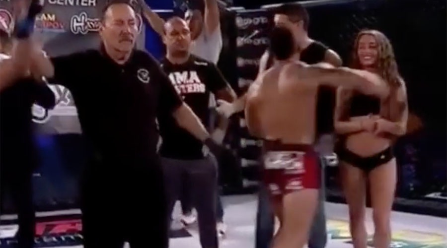 American MMA fighter ‘The Beast’ punches out ring girl after losing (VIDEO)