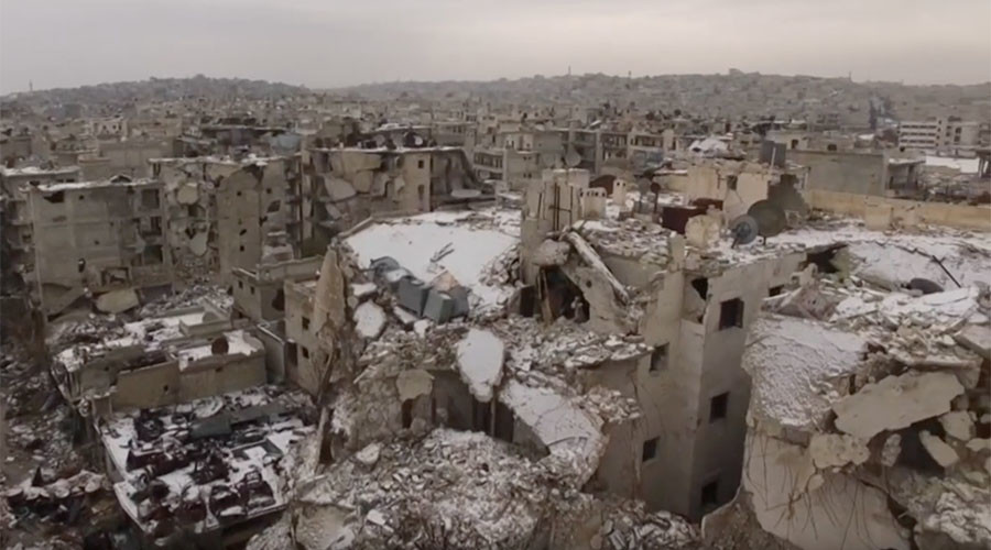 First snow covers war-torn Aleppo (DRONE VIDEO)