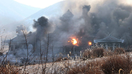 A combat drill of the service personnel of the special operation battalion of KPA Unit 525 is seen in this undated photo released by North Korea's Korean Central News Agency (KCNA) in Pyongyang on December 11, 2016. © KCNA