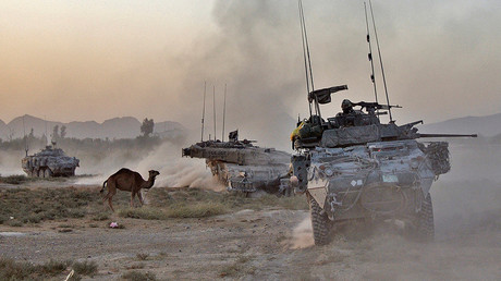 FILE PHOTO. A convoy of vehicles, including a Light Armoured Vehicle (LAV III) and a Leopard 2A6M Main Battle Tank from the 1st Battalion, The Royal Canadian Regiment Battle Group, during an operation in Kandahar Province © Reuters