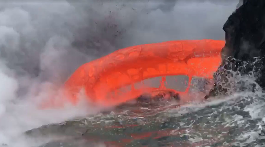 Spectacular ‘lava firehose’ spews molten rock into ocean (VIDEOS, PHOTOS)