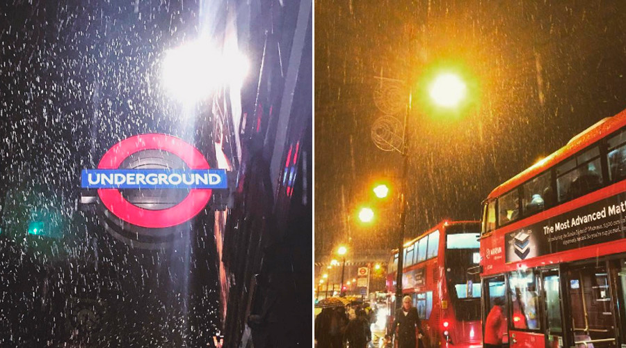 Slush Hour: London commuters hope capital survives light snow dusting (PHOTOS, VIDEOS)