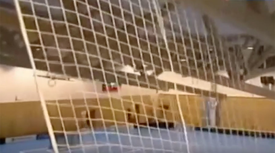 Hockey teams miraculously escape unharmed as roof caves in on Czech gymnasium (VIDEO)