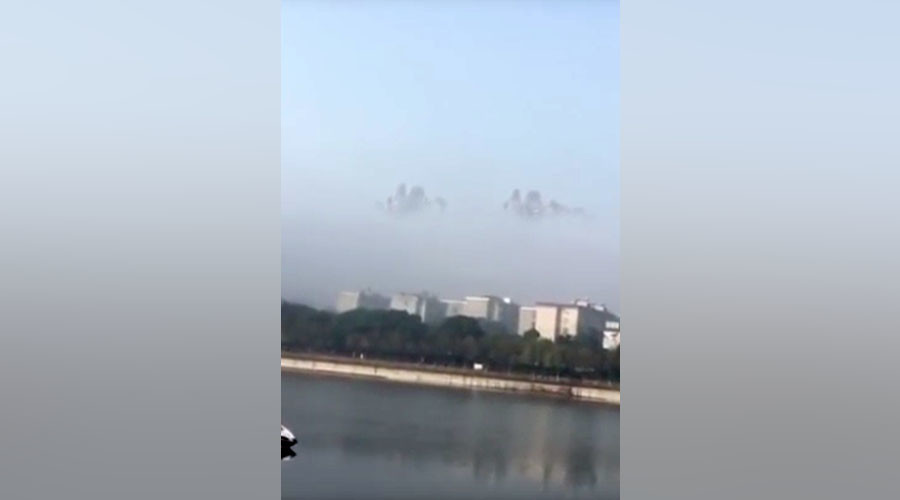 Floating city? Mysterious skyscrapers in the clouds confuse locals (VIDEO)