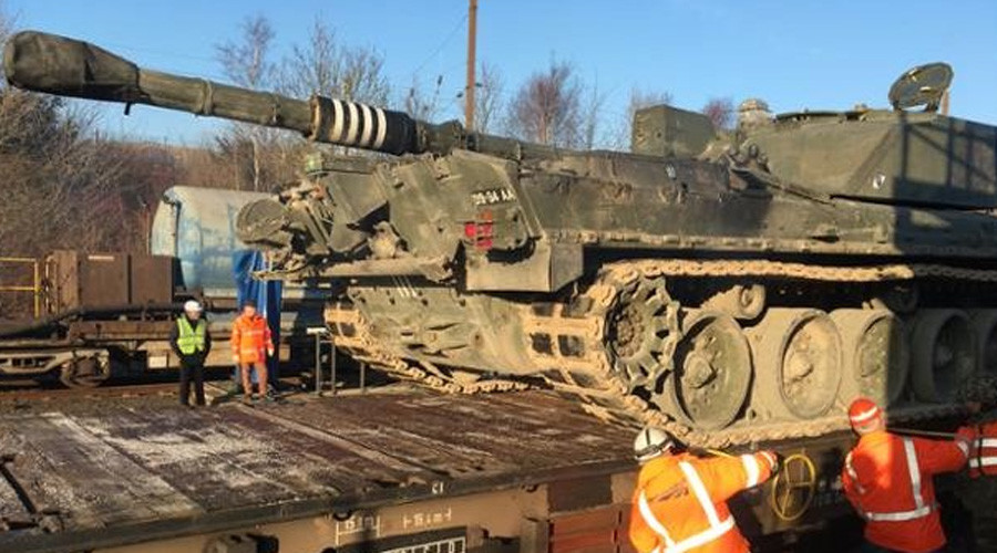 British tanks sent through Channel Tunnel to prepare for war