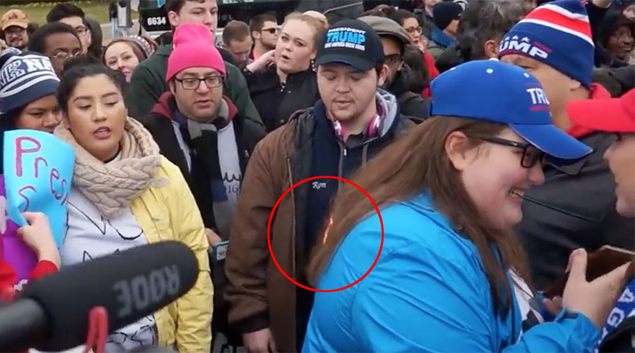 Pro-Trump female protester has hair set on fire (VIDEO)