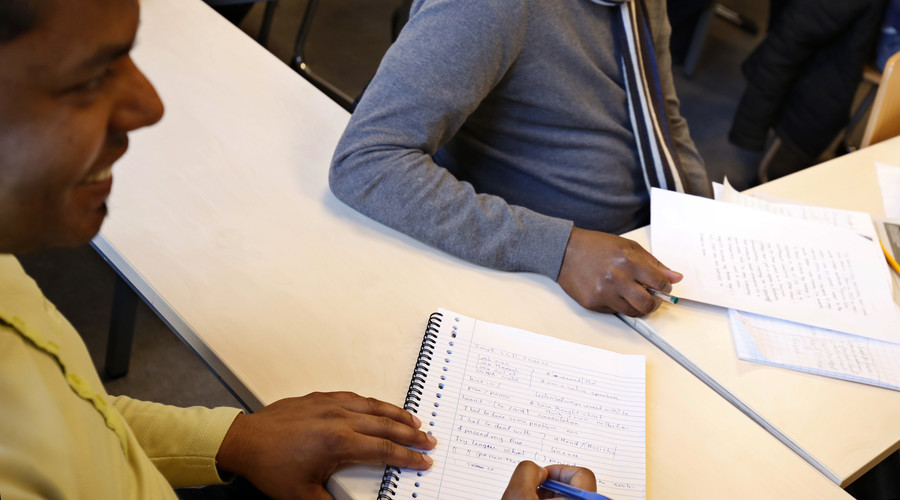 Actor teaches migrant teenagers in Sweden how to chat up local women