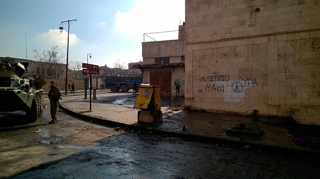 Servicemen in the liberated part of Aleppo's Old Town © Timur Abdullaev