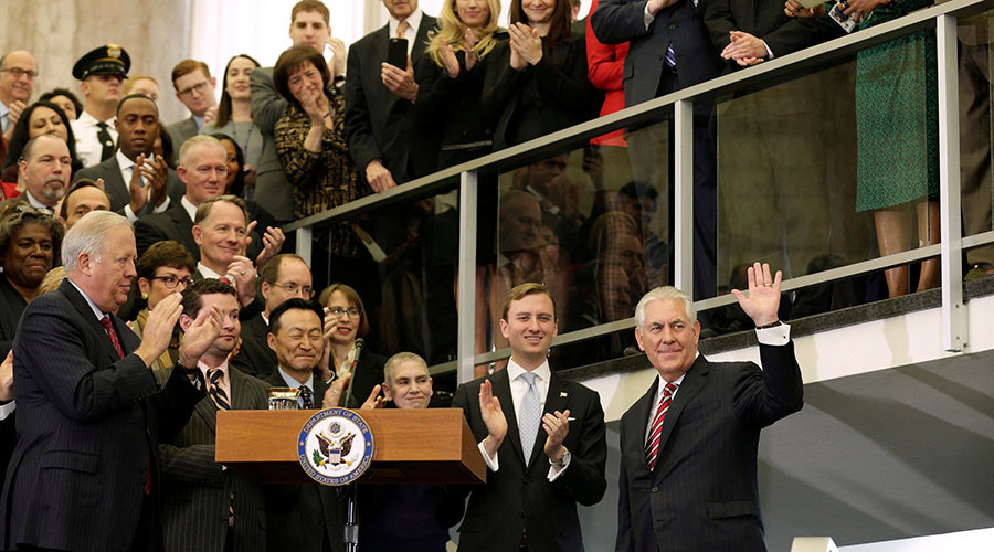 ‘People had to pray a bit longer’: Tillerson jokes after late arrival for State Dept speech