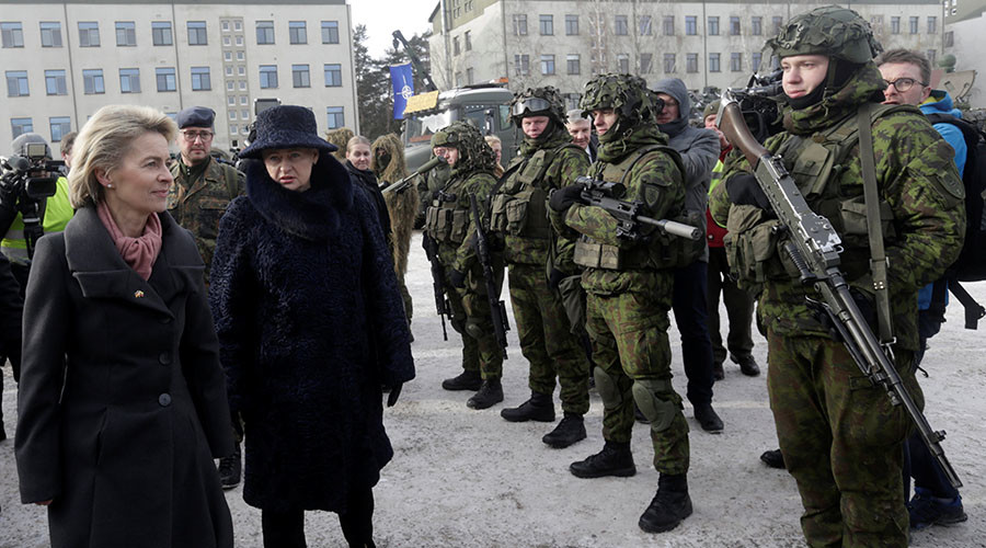 NATO troops from Germany arrive in Lithuania as Trump pledges support for alliance