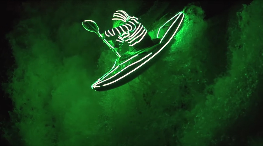 ‘Liquid Illumination’: Kayakers light way through night-time rapids in LED suits (VIDEO)