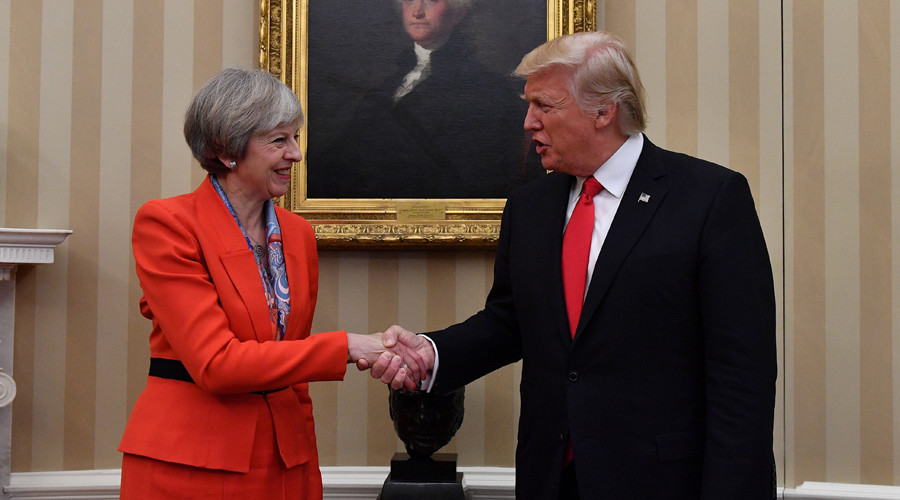 PM Theresa May mocks Trump’s ‘small hands’ at Tory fundraiser