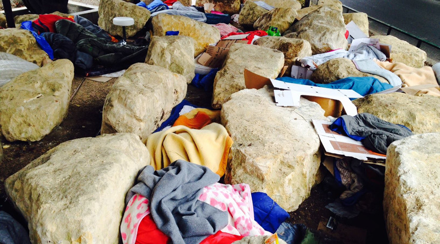 Paris installs boulders under bridge to prevent makeshift migrant camps – activists