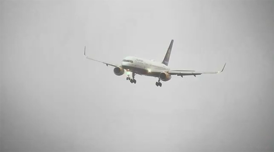 ‘Weather bomb’: Shocking footage shows planes fight to land at UK airports in Storm Doris (VIDEOS)