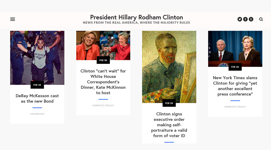 ‘President Clinton’ website riles up the right, gives liberals glimpse of what could have been