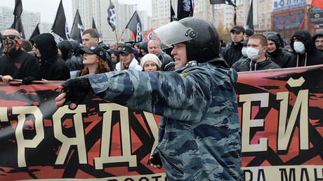 A policeman during demonstration in Moscow. File photo. ©  Iliya Pitalev