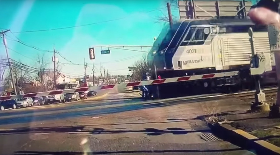 Dramatic rescue video shows 89yo disabled woman’s close call with oncoming train (VIDEO)