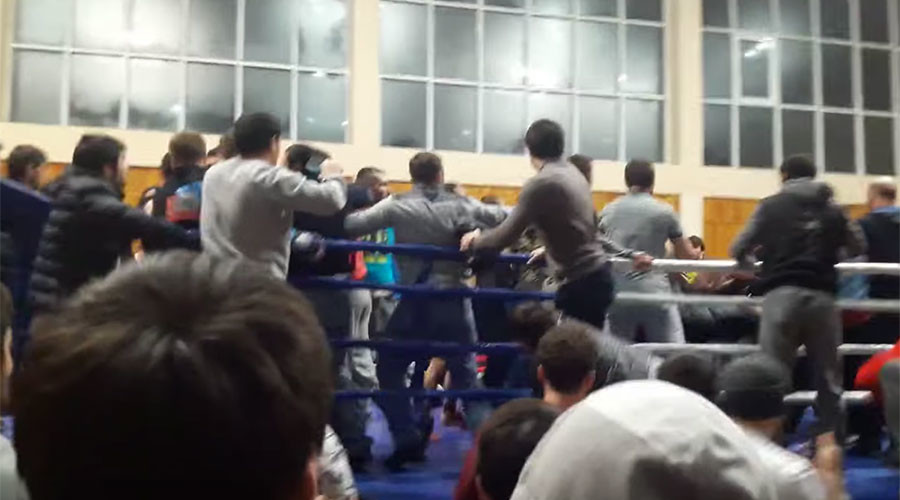 Battle royal: Late kick by MMA fighter sparks mass brawl in Russia’s Dagestan (VIDEO)