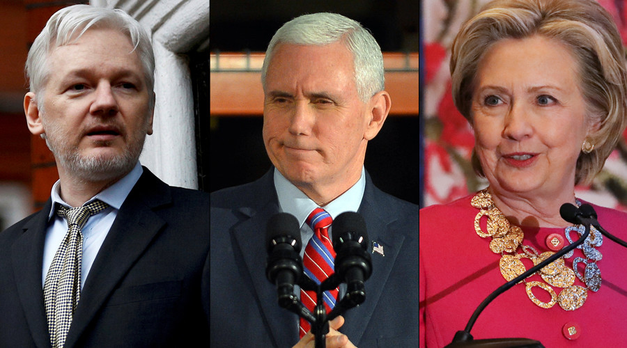 ‘Absurd & frankly offensive’: VP Pence blasts Assange’s Clinton takeover claims