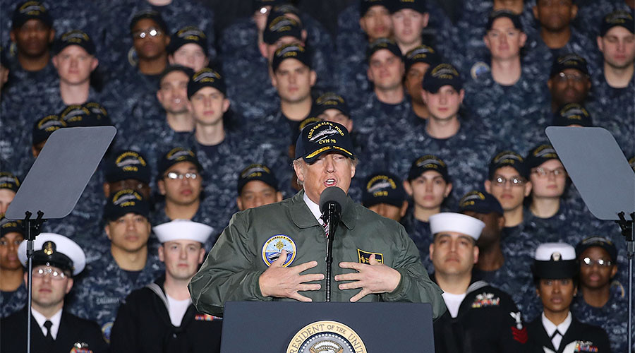 Trump dons 'full-metal-jacket' in embrace of war economy
