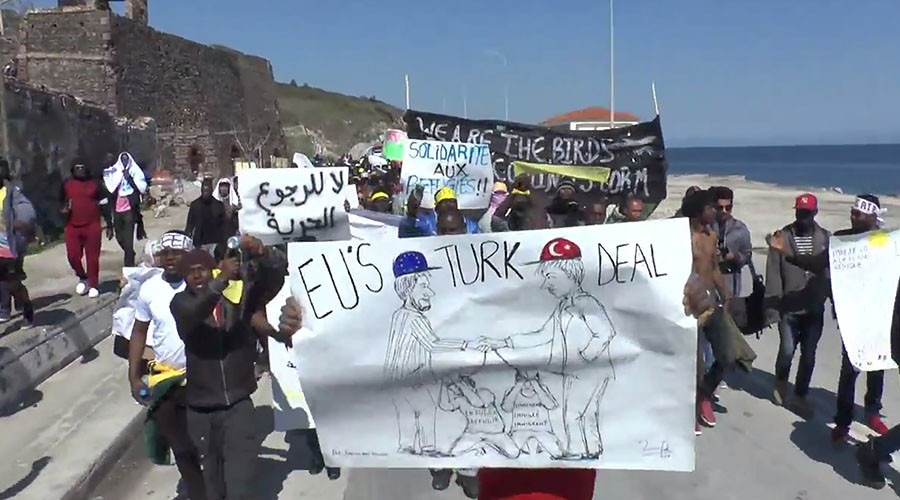 Lesbos activists, migrants march against EU-Turkey asylum deal & deportations (VIDEO)