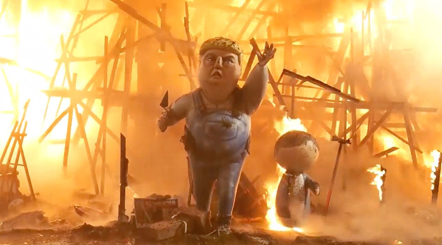 Giant Donald Trump effigy set ablaze at fiery Spanish festival (VIDEO, PHOTOS)