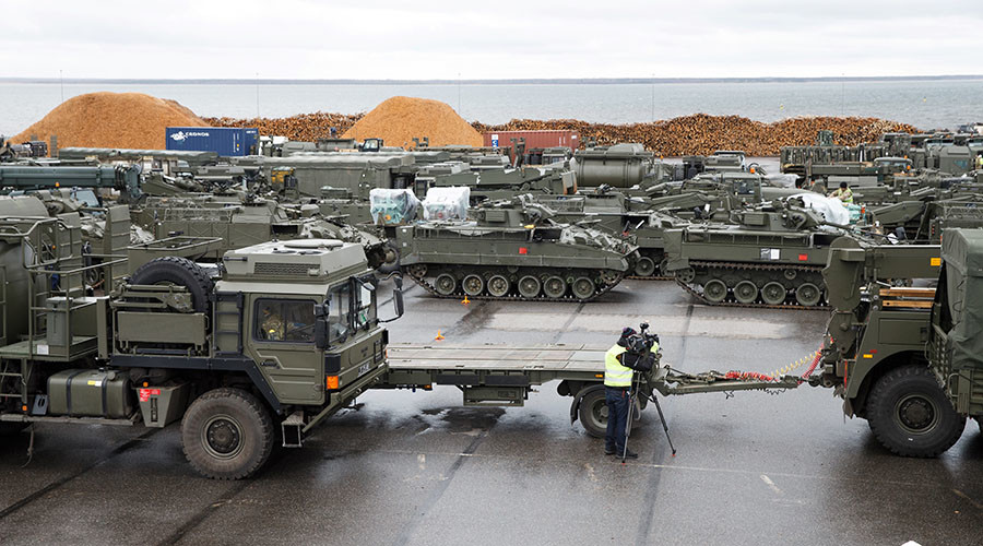 Over 100 NATO military vehicles arrive in Estonia as part of ‘biggest deployment since Cold War’