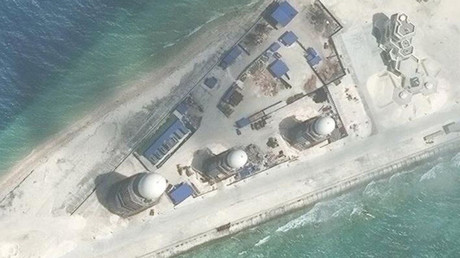 Construction is shown on Fiery Cross Reef, in the Spratly Islands © CSIS / AMTI DigitalGlobe / Reuters