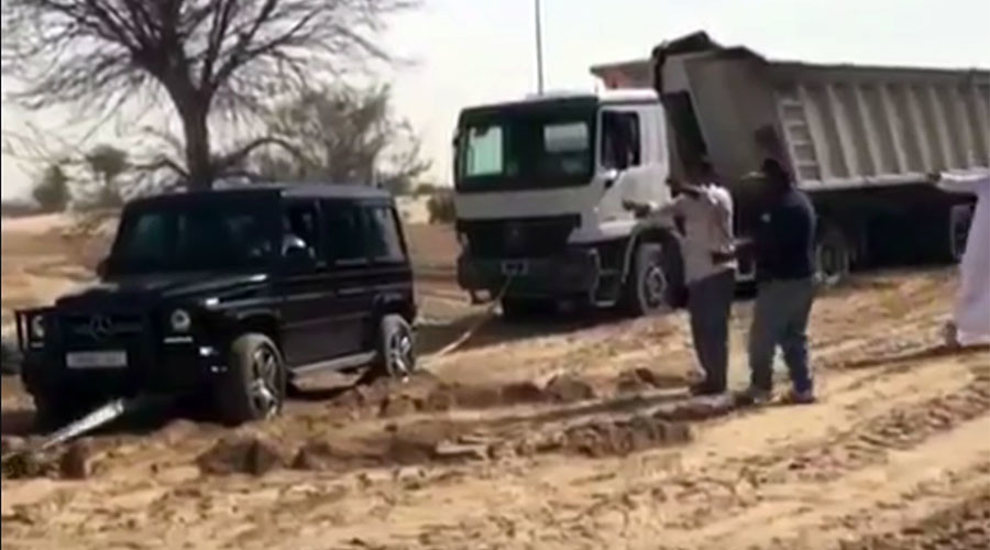 Dubai’s Crown Prince uses luxury Mercedes to help rescue dump truck (VIDEO)