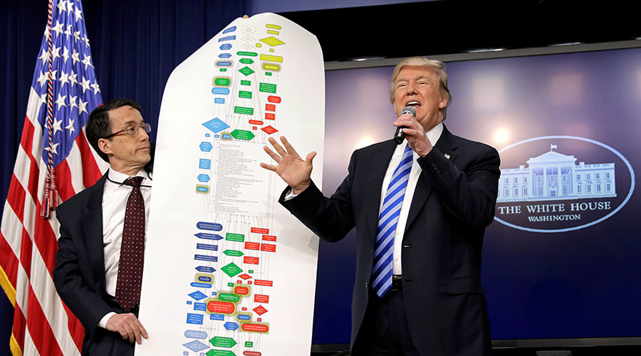 Trump uses outrageously big chart to make point about red tape (VIDEO)
