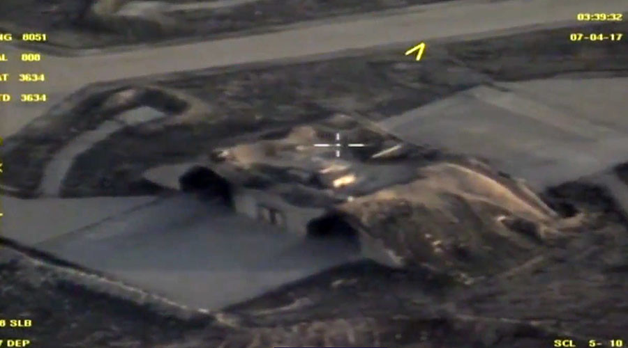 DRONE VIDEO of Syria missile strike aftermath released by Russian MoD
