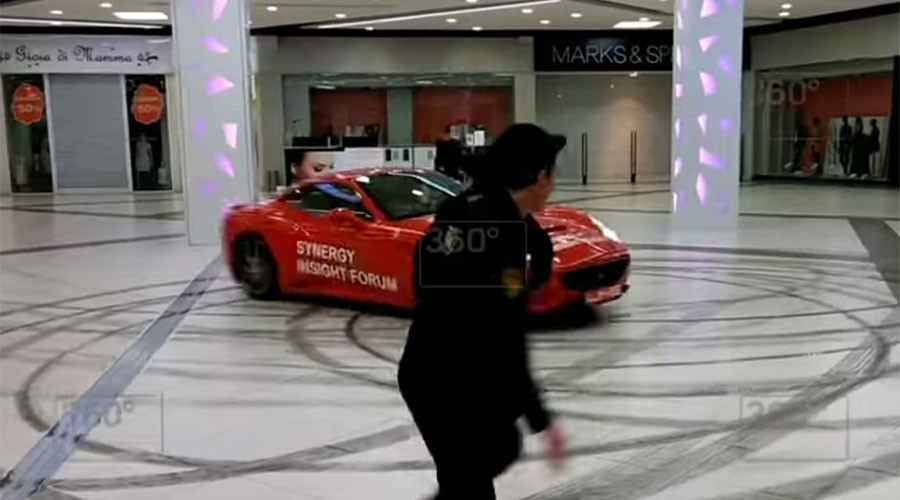 Ferrari bursts into Moscow shopping mall, performs circle drift (VIDEO)